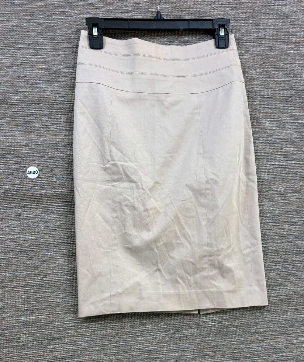 Bebe Straight Pencil Skirt Womens Size 4 Khaki Beige Back Zip Casual Career